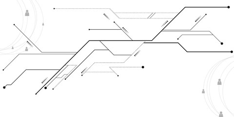 Global communication technology background design, White Abstract geometric dots and lines connection circuit concept.