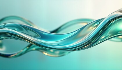Leinwandbilder - Abstract liquid glass shape with wavy fluid motion. Colorful reflections, chromatic dispersion. Smooth glossy effect with light refraction. Futuristic, modern design. Minimalist style. Creative,