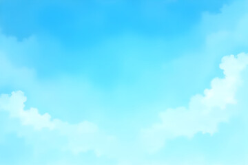 Wall Mural - bright painted sky blue watercolor background, abstract blue sky with clouds, light blue background 