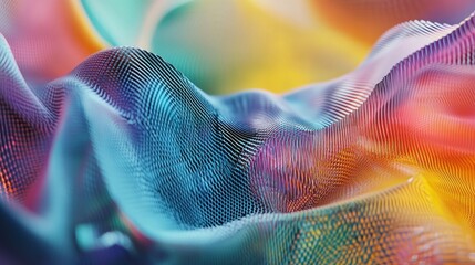 Poster - 3D rendered colorful gradient wave with chromatic light effects.

