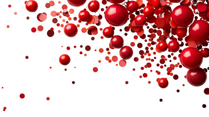 Wall Mural - Red paper confetti bursts from the corner, spreading joy and excitement, isolated on transparent background.