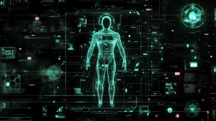 Poster - Digital Human Anatomy Displayed On Futuristic Interface