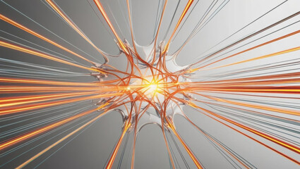 Poster - Futuristic digital web with glowing fiber optic threads creating high tech aesthetic. This seamless network concept showcases vibrant data signals and intricate designs