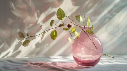 Aufkleber - A decorative vase filled with a branch of a plant, great for home decor or office use