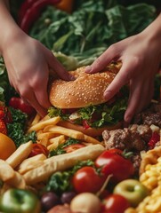 Hand Preparing Burger on Catering Table