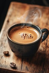 Poster - A warm cup of coffee with steam rising out of it, perfect for a cozy morning or afternoon