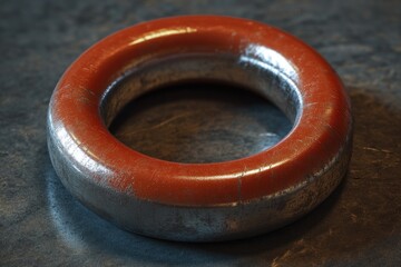 Aufkleber - Close-up of a metal ring on a table surface, ideal for use in jewelry or product photography