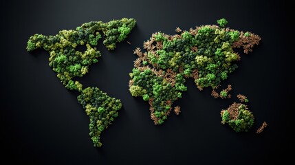 Poster - an environmental infographic map illustrating deforestation rates, with areas of forest loss highlig