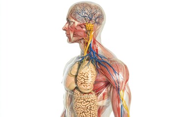 Aufkleber - A detailed illustration of the human body showing all major organs in a transparent format