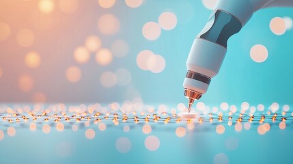 Poster - a robotic arm performing a precise task in a laboratory or manufacturing setting, representing autom