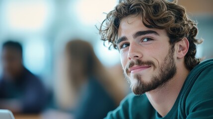 Poster - A diverse group of students engaged in an online lesson, using laptops and tablets to participate in interactive activities and virtual discussions.