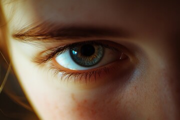Poster - A detailed view of an individual's eye, ideal for depicting human emotion or focus
