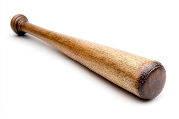 Poster - A wooden baseball bat lies on a white surface