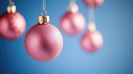 Poster - A string with multiple pink Christmas ornaments
