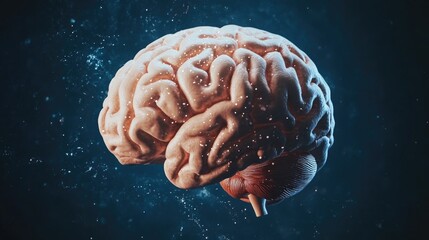 Poster - Anatomy illustration of a human brain on a blue background, ideal for medical and educational uses