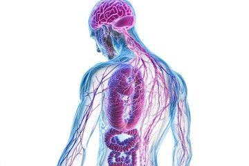 Poster - Anatomy of human brain showing brain structure and nervous system