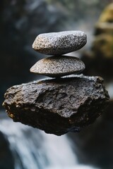 Aufkleber - A natural rock formation sitting on top of another rock, great for use in outdoor or geological context