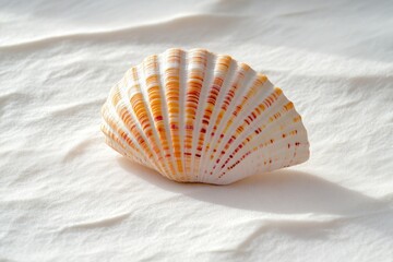Poster - A close-up shot of a shell on a white surface, perfect for use in interior design or scientific illustrations