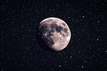 Aufkleber - A picture of a full moon shining brightly in the night sky with stars in the background