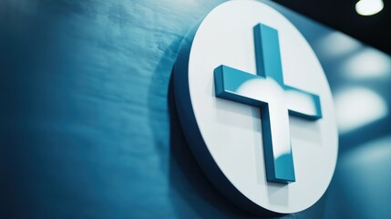 Aufkleber - A blue cross on a white background with a simple design, suitable for medical or cautionary contexts