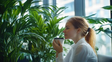 Poster - A person enjoying a quiet moment with a cup of coffee, ideal for use in editorial or commercial content