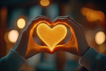 Poster - A person forming a heart shape with their hands, isolated on a white background
