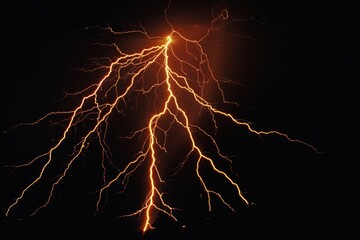 Poster - A powerful lightning bolt illuminates the dark night sky with its electric energy