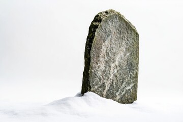 Aufkleber - A large rock sits in the middle of a snow-covered field, providing a striking contrast between natural forms