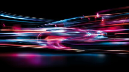 Poster - Streaks of Light Painting Across a Black Background