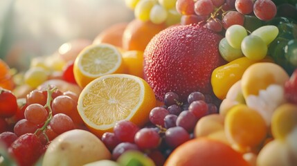 Poster - Fresh fruits piled up, ideal for still life photography or food styling