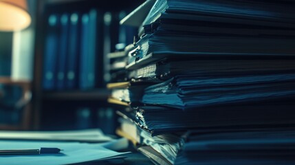 Poster - A stack of papers sitting on a desk with a professional or office setting in mind