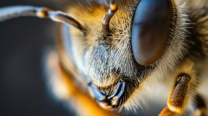 Poster - A close-up view of a bee's face, highlighting its features