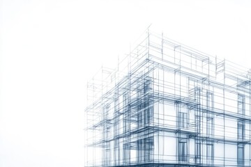 Aufkleber - A construction site with scaffolding on a building, ideal for use in architecture or construction related projects