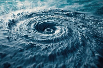 Poster - A dramatic view of turbulent sea waters during a storm, with waves crashing and lightning illuminating the dark blue sky