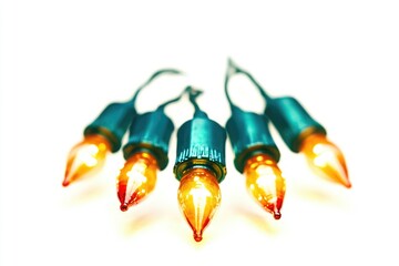 Aufkleber - A collection of colorful Christmas lights arranged on a white surface