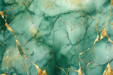 Aufkleber - High-quality close-up shot of a beautiful green and gold marble, great for decorative or design uses