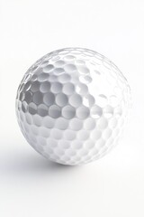 Poster - Close-up shot of a golf ball on a white surface, ideal for use in sports or product promotional materials