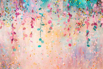 Poster - Colorful confetti falls from the sky in this vibrant image
