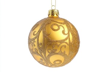Poster - A gold-plated Christmas ornament suspended from a thin string, ready for decoration