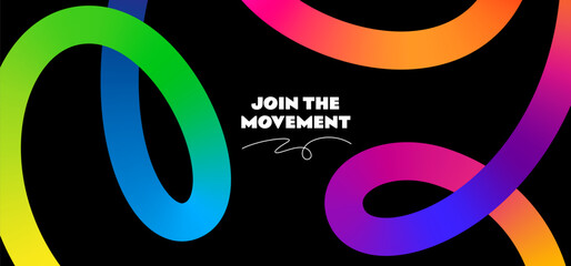 Fototapete - Abstract Background with Color Lines Pattern. Vector Curved Graphic Shapes with Gradient. 3D Design Elements. Fun Wavy Ribbons