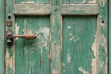 Poster - Close-up shot of a wooden door handle, perfect for interior design or decoration projects