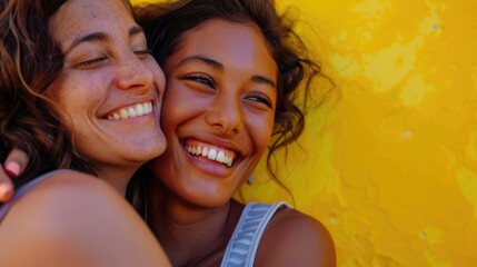Aufkleber - Close friends showing affection and support, great for social media or relationships illustration