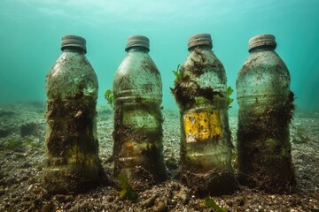 Poster - Old bottles littering the ocean floor, great for underwater or beach scenes