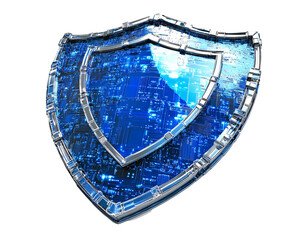 a blue shield with silver trim