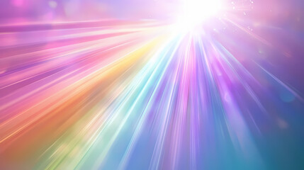 Sticker - A holographic rainbow unicorn pastel purple pink teal colors abstract background. optical crystal prism flare beams. light flares. christmas texture. Rainbow Prism Glow. Illustration