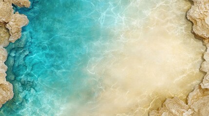 Poster - Crystal-clear turquoise waters meet sandy shores in a serene coastal scene, AI