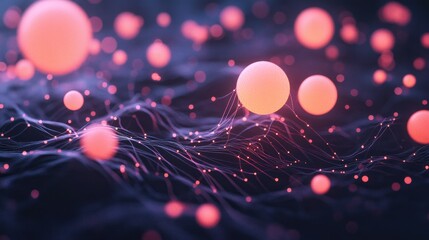 Fototapete - Abstract representation of particles interconnected by lines, suggesting a scientific theme.
