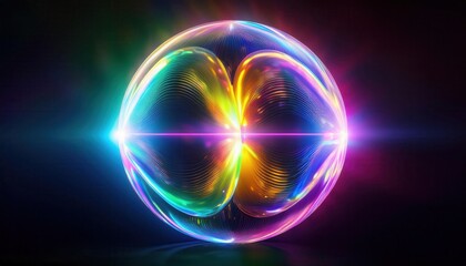 Poster - Quantum Sphere. Radiant Visualization of Energy Waves, Light Refraction, and Electromagnetic Fields in a Hyperdimensional Universe. Perfect for Sci-Fi, Quantum Physics, or Tech Concept Use