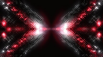 Poster - Abstract design featuring vibrant red and white dots creating a dynamic, shimmering effect.