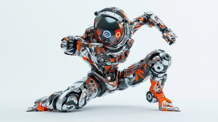 Poster - A futuristic humanoid robot in an action pose, showcasing advanced design and technology.